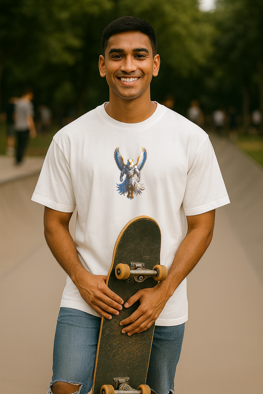 Man holding a skateboard in a park