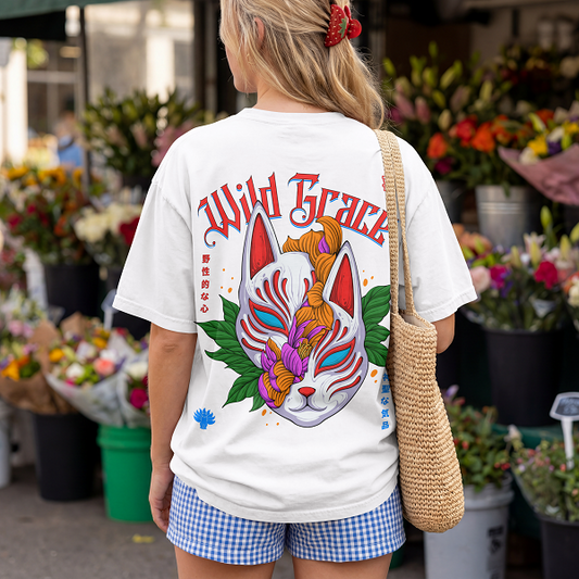 🦊 WILD GRACE : Oversized T-Shirt : 100% Premium Cotton ⛩️